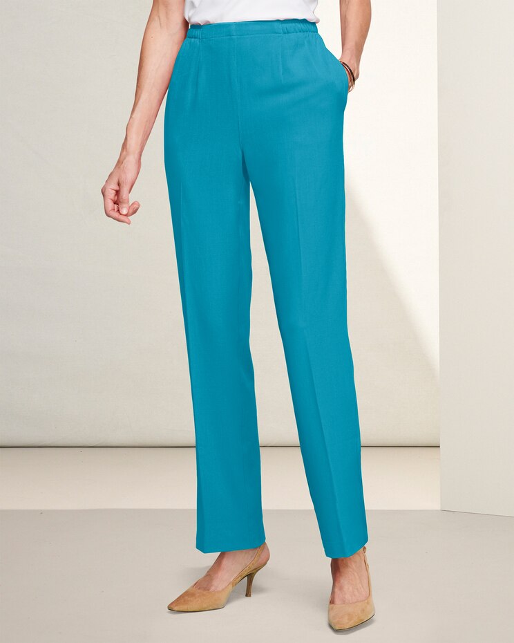 Look-of-Linen Straight Leg Pull-On Pants image number 1