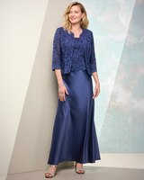 Lace & Satin Jacket Dress by Alex Evenings thumbnail number 1