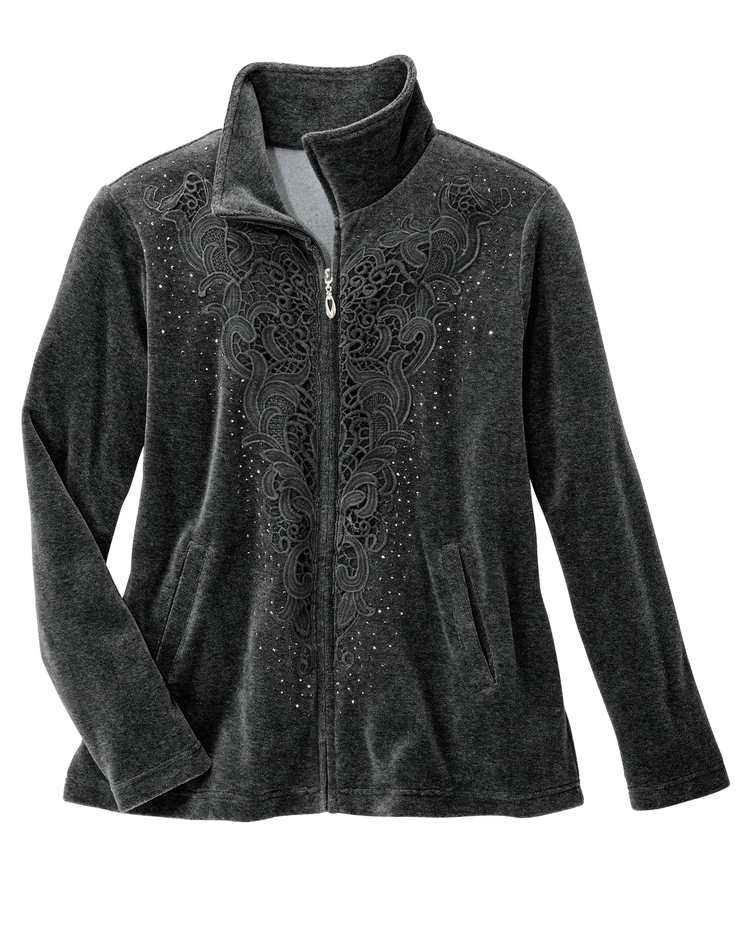 Diamonds And Lace Velour Jacket image number 3