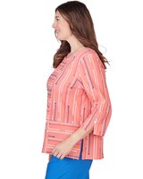 Alfred Dunner® Neptune Beach Beach Geometric Blouse with Button Details thumbnail number 4