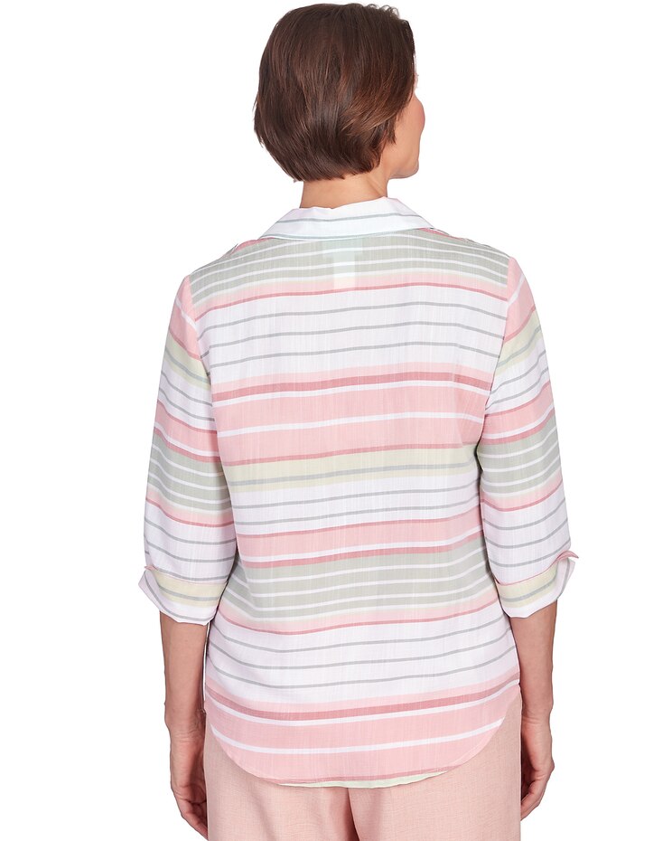 Alfred Dunner® English Garden Stripe Split Sleeve Button Down Shirt image number 2