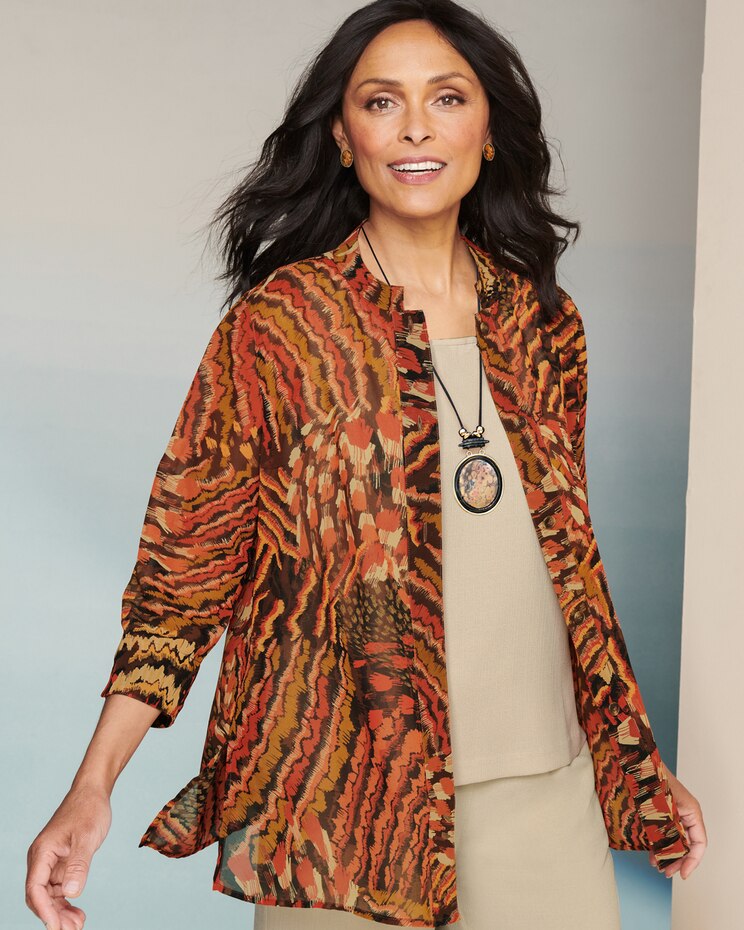 Santa Fe Sunset 3/4 Sleeve Woven Shirt image number 1