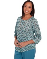 Alfred Dunner® Sedona Sky Novelty Space Dye Top With Necklace thumbnail number 3