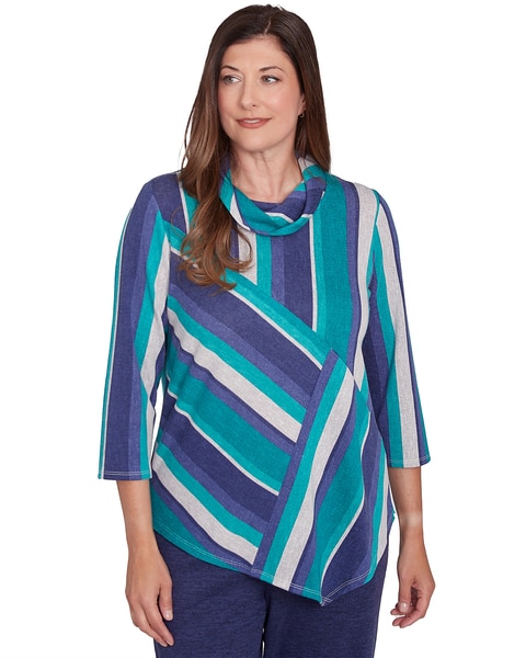 Alfred Dunner® French Quarter Spliced Cowl Neck Stripe Sweater