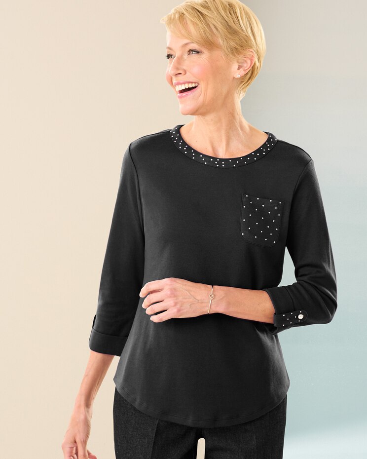 Ladies Who Lunch Knit 3/4 Sleeve Tee image number 1