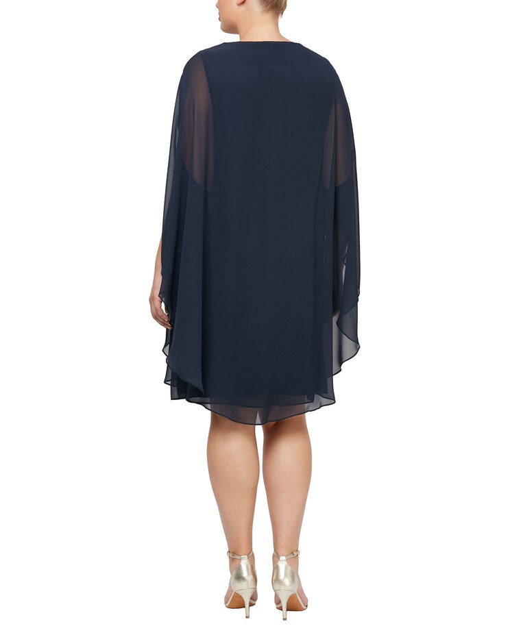 S.L. Fashions Midi Sheath Dress with Surplice Neckline and Short Flutter Sleeves image number 3
