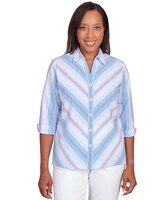 Alfred Dunner® Chevron Stripe Button Down Top thumbnail number 1