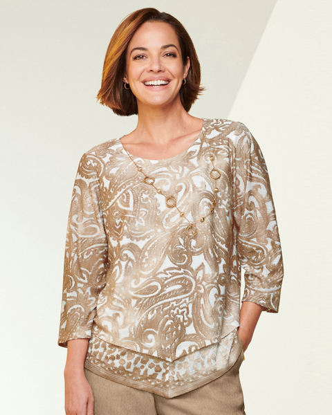 Alfred Dunner Paisley Jacquard Top