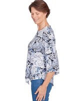 Alfred Dunner® Puff Print Lacey Floral Top with Necklace thumbnail number 4
