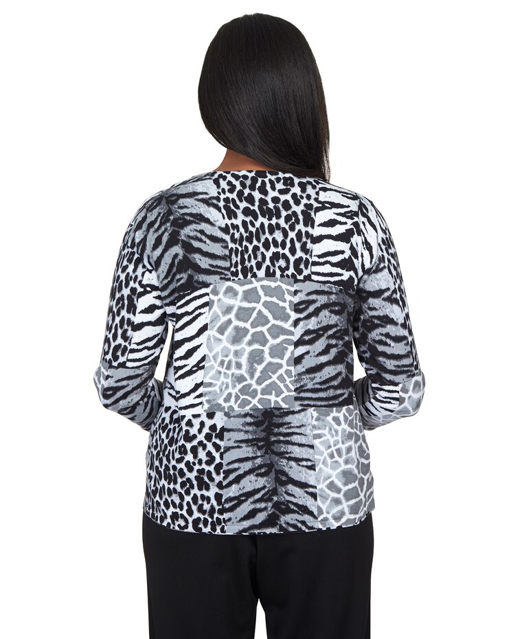Alfred Dunner® Split Neck Animal Patch Top image number 2