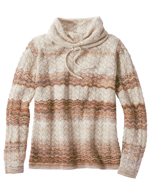 Alfred Dunner Pointelle Stripe Cowl Sweater