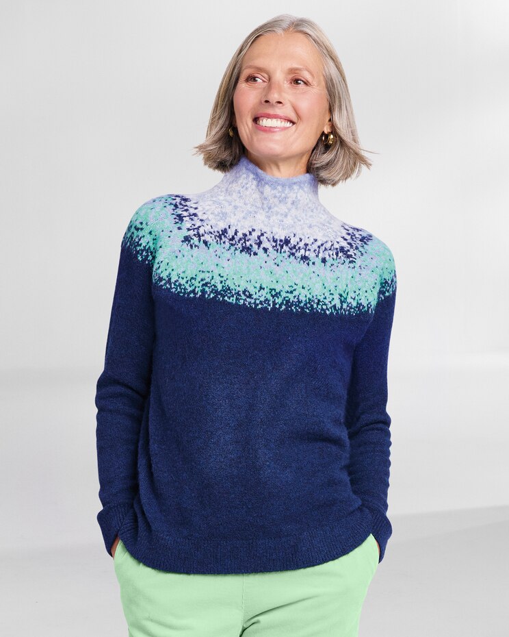 Ombré-Yoke Mockneck Sweater image number 1
