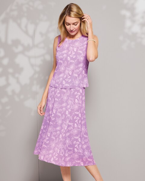 Etched-Floral Crinkle 2-Piece Dress