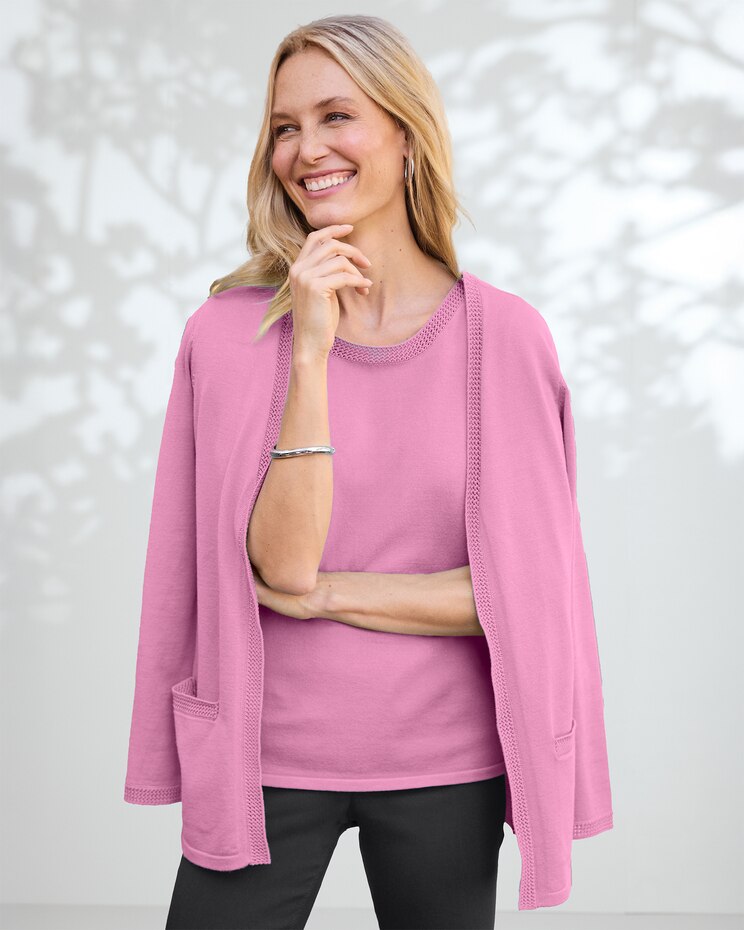 Madison Crochet-Trim Cardigan image number 1