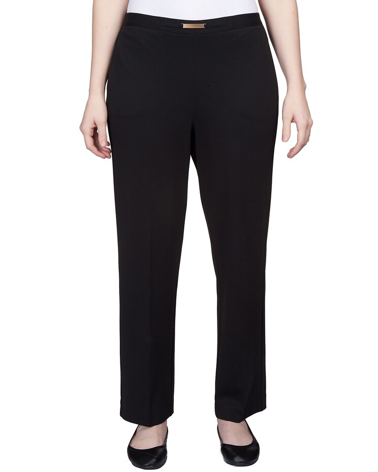 Alfred Dunner® Park Place Stretch Knit Short Length Ponte Pant with Buckle image number 1
