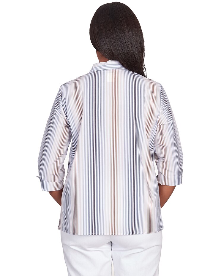 Alfred Dunner® Chevron Stripe Button Down Top image number 2