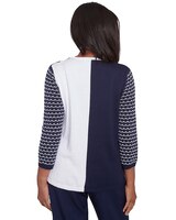 Alfred Dunner® Block Island Striped Sleeve Colorblock Sweater with Necklace thumbnail number 2