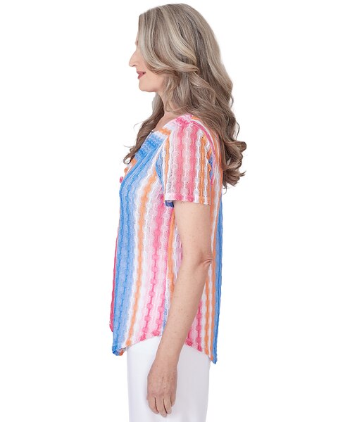 Alfred Dunner® Paradise Island Short Sleeve Spliced Stripe Top