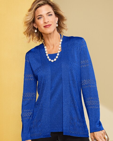 Shimmer Pointelle Sweater Set