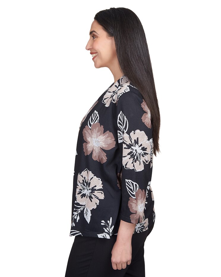 Alfred Dunner® Stamped Floral Two For One with Necklace Top image number 4