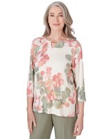 Alfred Dunner® Tuscan Sunset Floral Textured Top thumbnail number 3