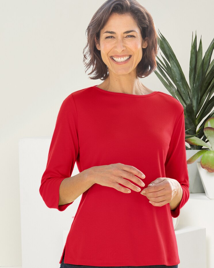 Essential Boatneck 3/4 Sleeve Tee image number 1