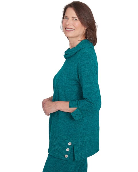 Alfred Dunner® French Quarter Spliced Ribbed Cowl Collar Sweater
