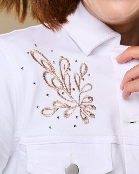 Soft Stretch Denim Embellished Jacket