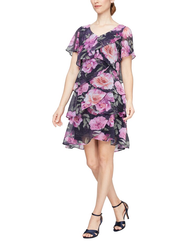Printed Bodre Tiered Dress image number 1