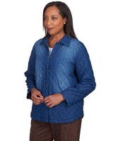 Alfred Dunner® Autumn Weekend Denim Quilt Button Up Jacket thumbnail number 3