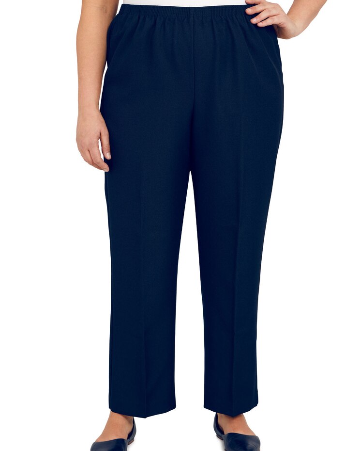 Alfred Dunner Classic Tailored Textured Proportioned Straight Leg Pants image number 1