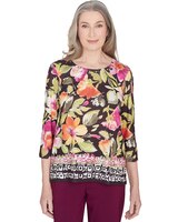 Alfred Dunner® Classics Bold Floral Geometric Border Top thumbnail number 1