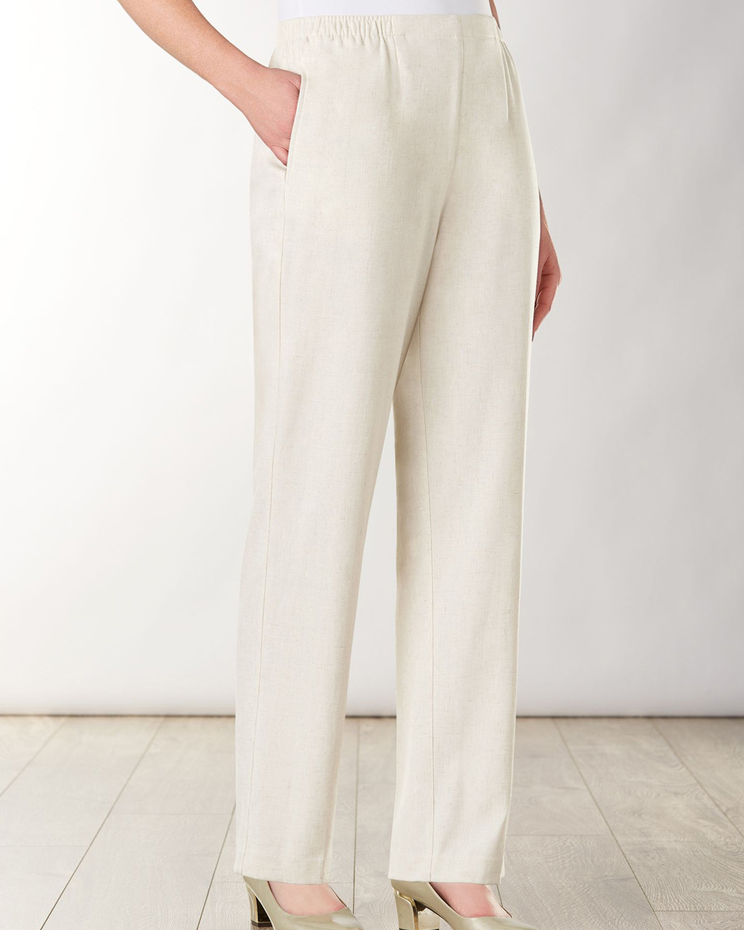 Look-of-Linen Straight Leg Pull-On Pants image number 2