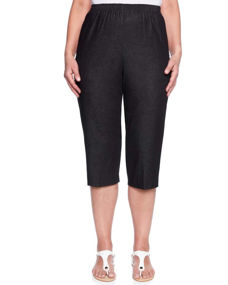Alfred Dunner Classic Denim Pull-On Capri With Side Slits  image number 1