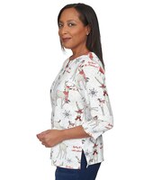 Alfred Dunner® Oh Deer Split Neck Top thumbnail number 4
