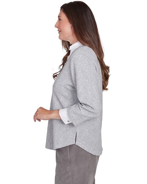 Alfred Dunner® Copenhagen Collar Layered Winter White Sweater