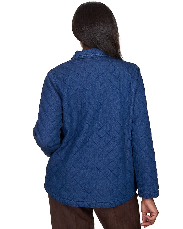 Alfred Dunner® Autumn Weekend Denim Quilt Button Up Jacket image number 2