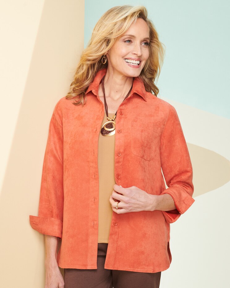 Microsuede Long Sleeve Shirt Jacket image number 1