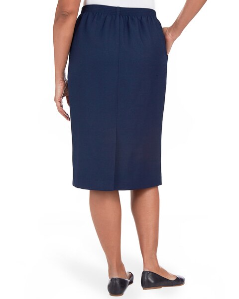 Alfred Dunner® Cinch Waist Midi Skirt with Slant Pockets