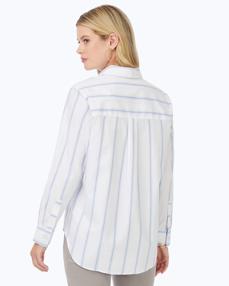 Foxcroft Boyfriend Long Sleeve Stretch Stripe Shirt image number 2