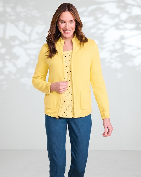 Bayside Cotton Zip-Front Cardigan