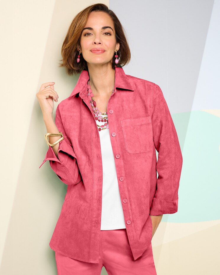 Microsuede Long Sleeve Shirt Jacket image number 1