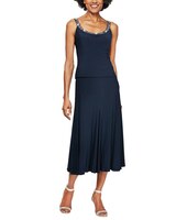 Matte Jersey Jacket Dress with Sequin Beaded Trim thumbnail number 2
