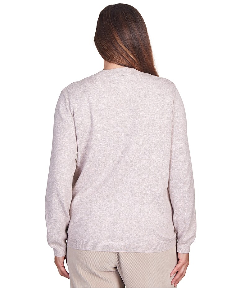 Alfred Dunner® St.Moritz Hummingbird Pointelle Yoke Mock Neck Sweater image number 2