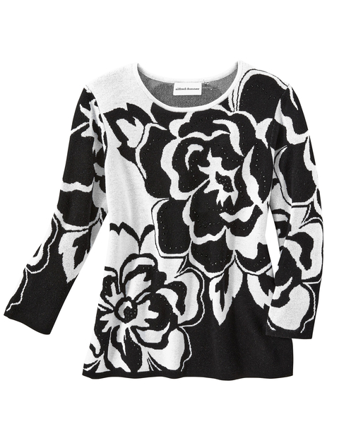 Alfred Dunner Floral Jacquard Sweater