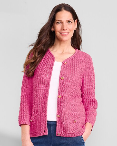 Bayside Cotton Gold-Button Cardigan 