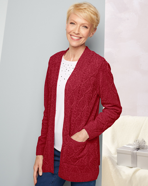 Chenille Open Cardigan by Alfred Dunner