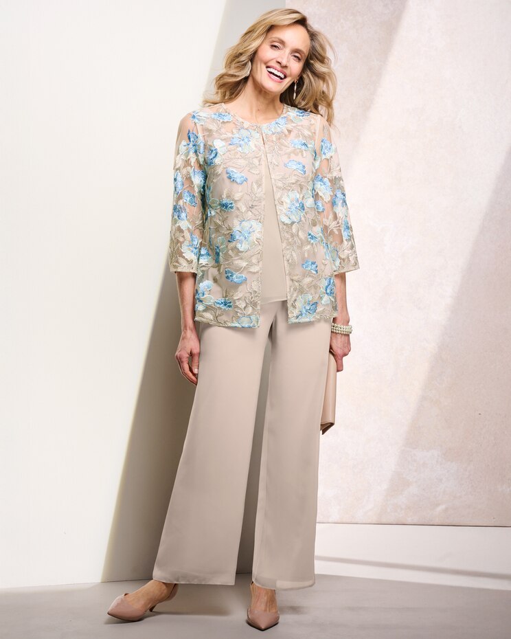 Floral Embroidered Twinset by Alex Evenings image number 4