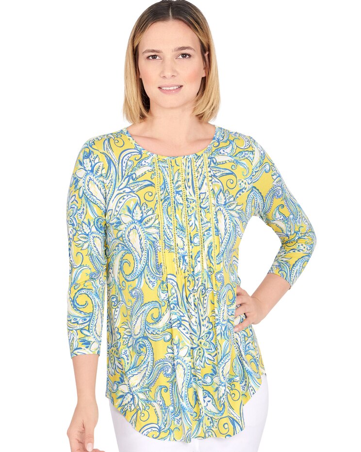 Ruby Rd® Pacific Muse Sunburst Paisley Print Knit Top image number 1