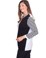 Alfred Dunner® World Traveler Colorblock Striped Sleeve Sweater With Necklace thumbnail number 4